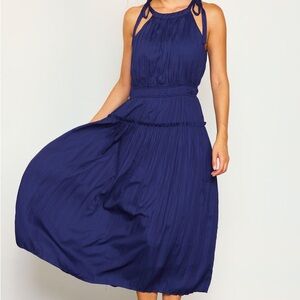 Elegant Navy Blue Halter Dress